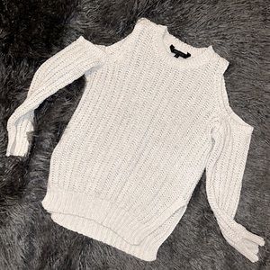 BCBGMaxAzria cut out shoulder, gray sweater, size XXS